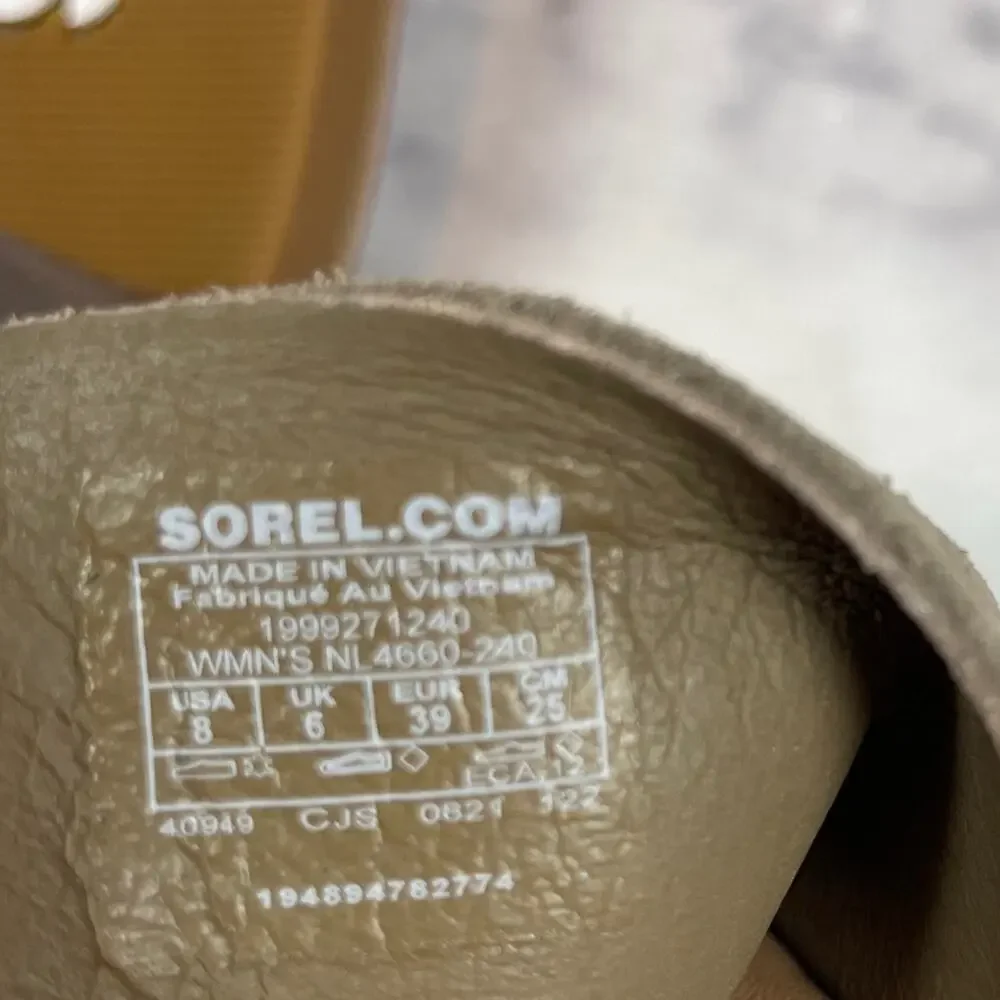 Sorel Ella II Suede Metallic Double Strap Slide Sandals NWOB Sz 8